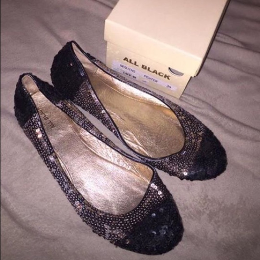 All Black brand fully sequined flats